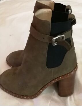 rag & bone olive green suede studded ankle booties